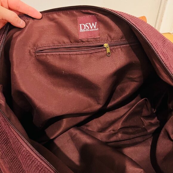 Vintage 80's 90's Corduroy and Leather Large Duffle Bag - Picture 3 of 14